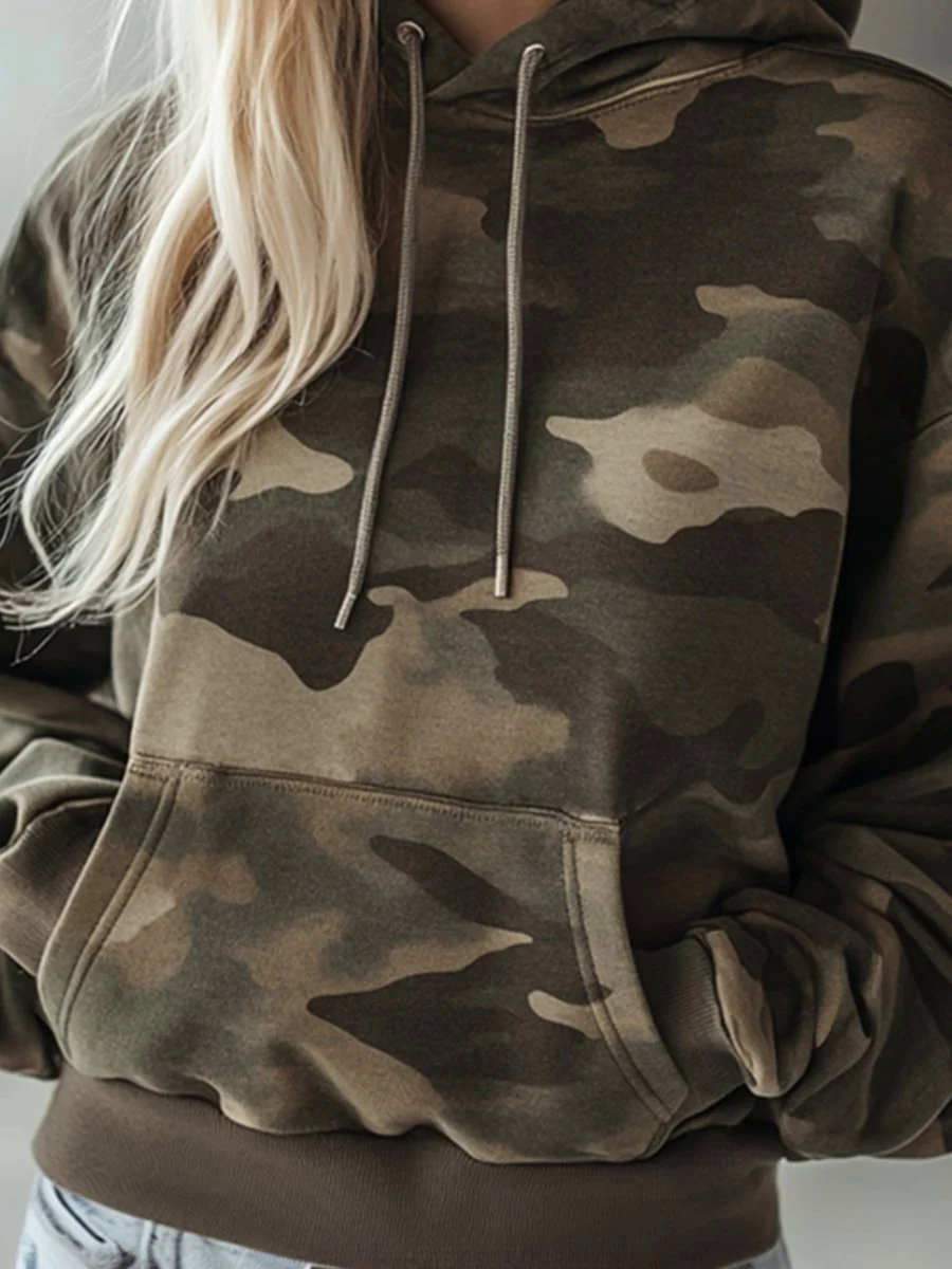 Vintage Casual Pocket Hooded Camouflage Sweatshirt Vintage Casual Pocket Hooded Camouflage Sweatshirt