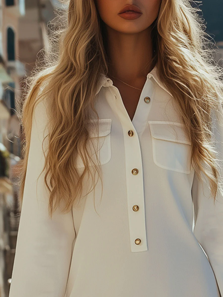 Casual Retro White Chiffon Long Sleeve Shirt Tassel Mini Dress Casual Retro White Chiffon Long Sleeve Shirt Tassel Mini Dress